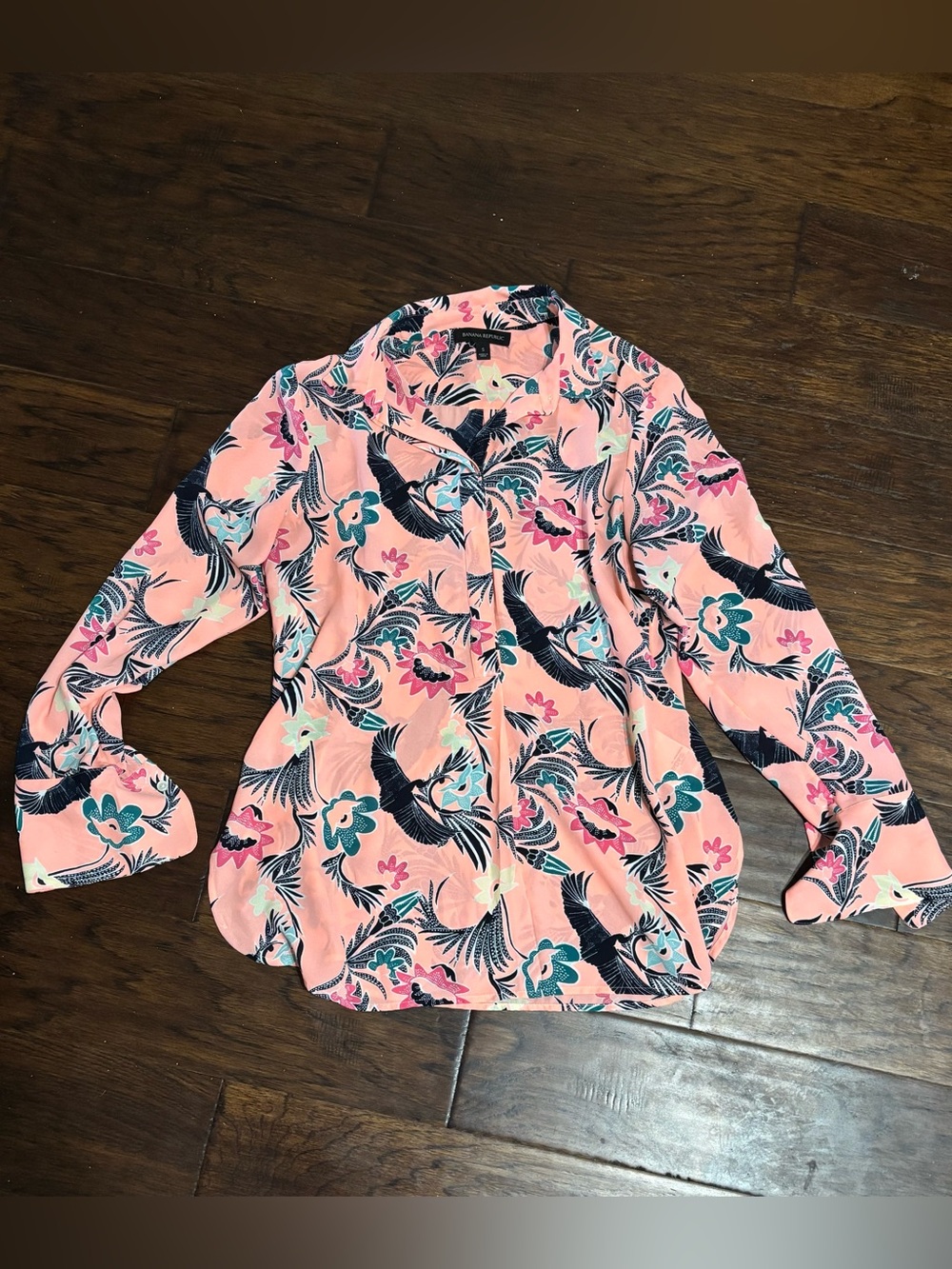 Banana Republic Coral Pink Floral Button-Down Shirt